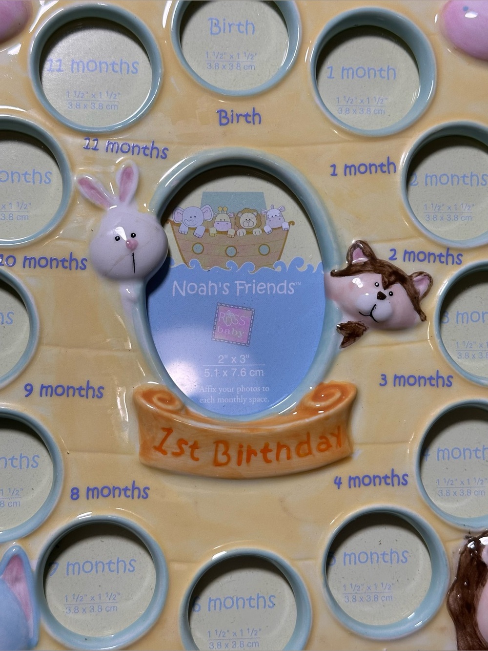Russ Noah’s Friends 1st Year Photo Frame with Pastel Animal Accents - Picture 5 of 7